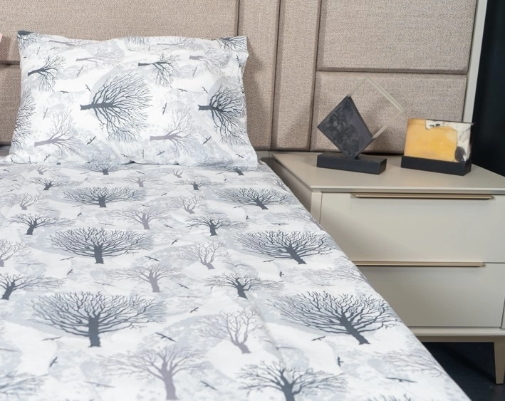 pamuklu ağaç desenli akfil tek kişilik nevresim takımı