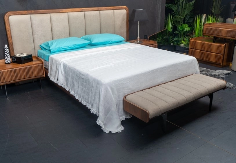 Pamuklu Çift Kişilik Fistolu Beyaz Yatak Örtüsü Turkuaz Çarşaf Yastık