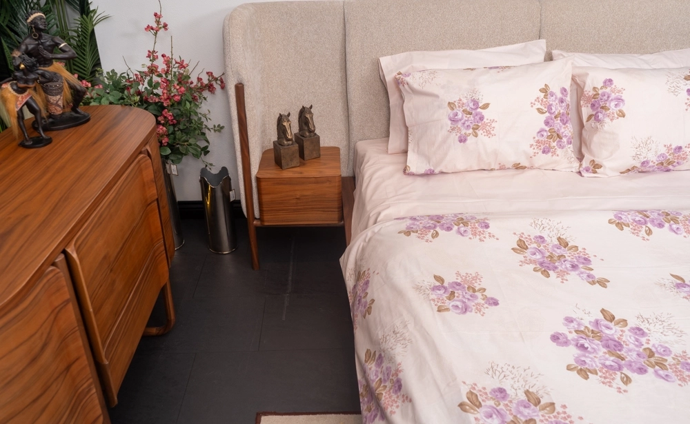 Pamuklu Çift Kişilik Somon Rengi Çiçekli Nevresim Takımı - Görsel 5