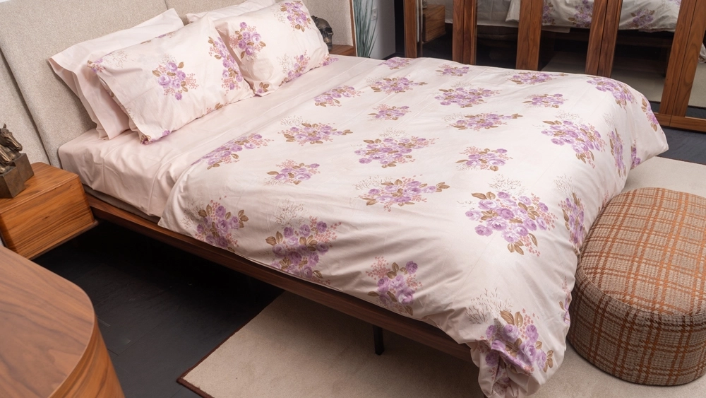 Pamuklu Çift Kişilik Somon Rengi Çiçekli Nevresim Takımı - Görsel 4