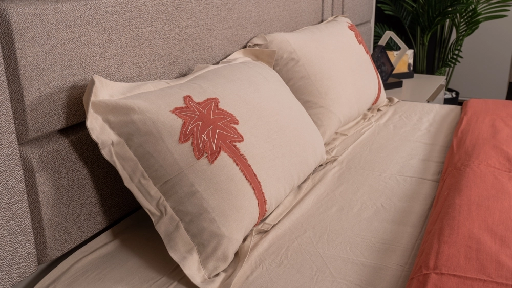 Pamuklu keten palmiye aplikeli nevresim takımı - Görsel 2