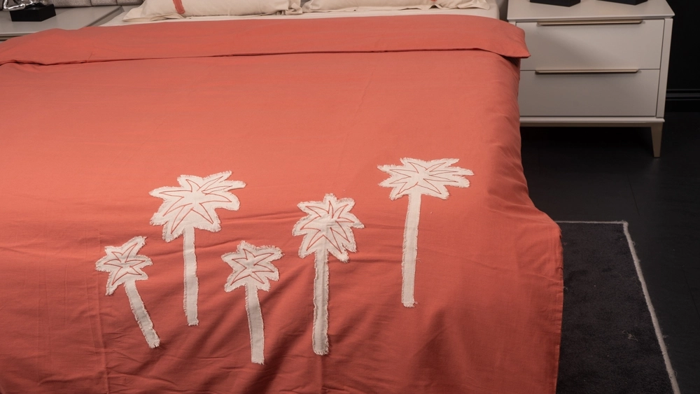 Pamuklu keten palmiye aplikeli nevresim takımı - Görsel 4