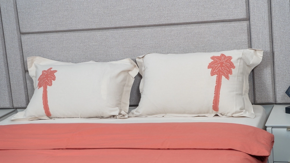 Pamuklu keten palmiye aplikeli nevresim takımı - Görsel 3