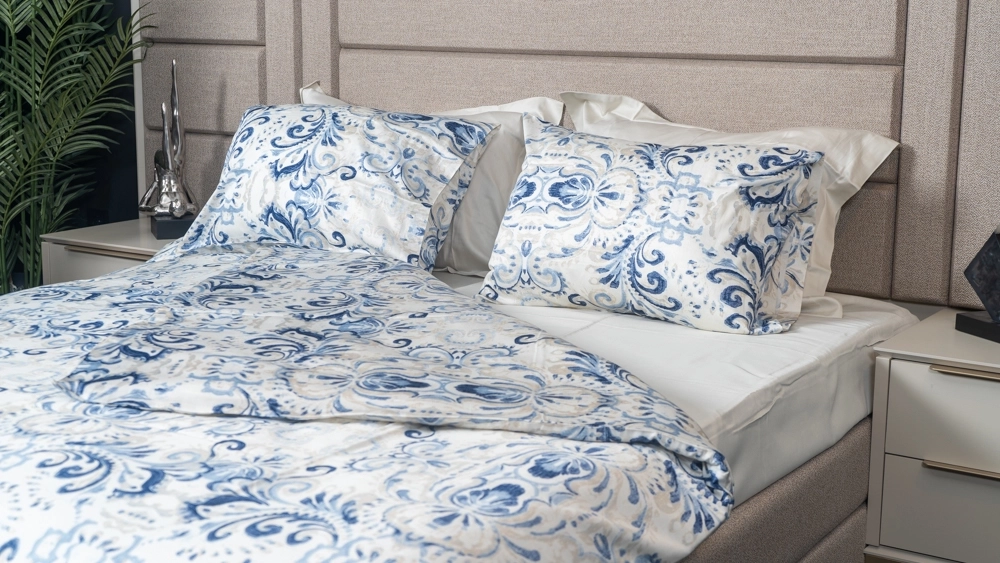 pamuklu mavi desenli pamuk saten nevresim takımıf - Görsel 3