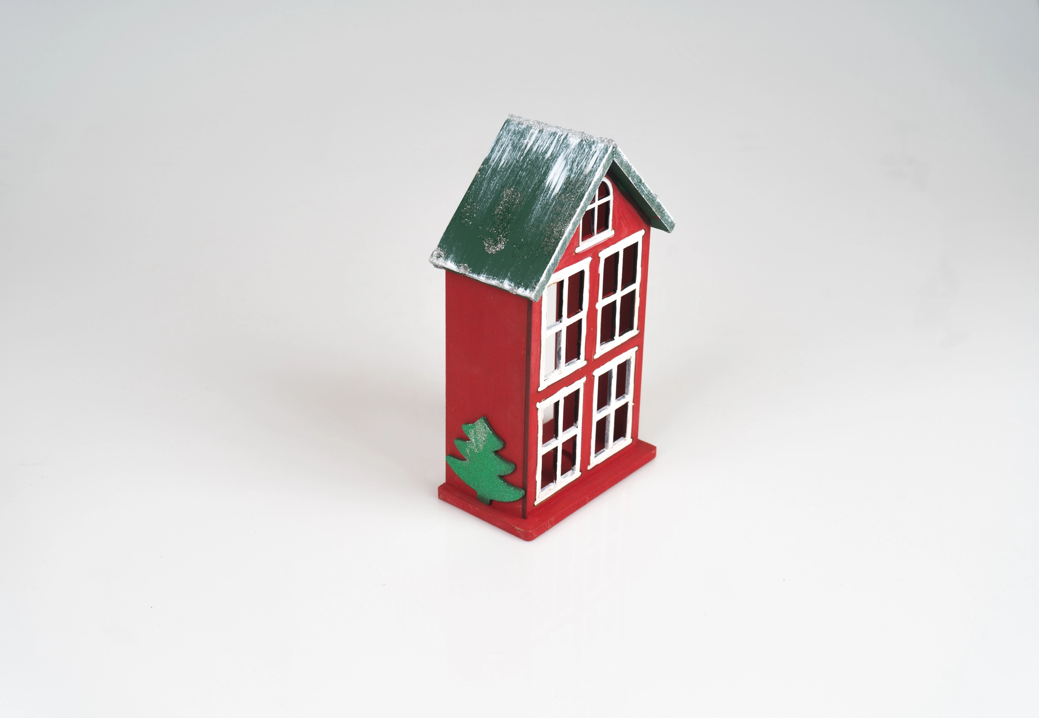 pencereli kırmızı ev mumluk - Görsel 2