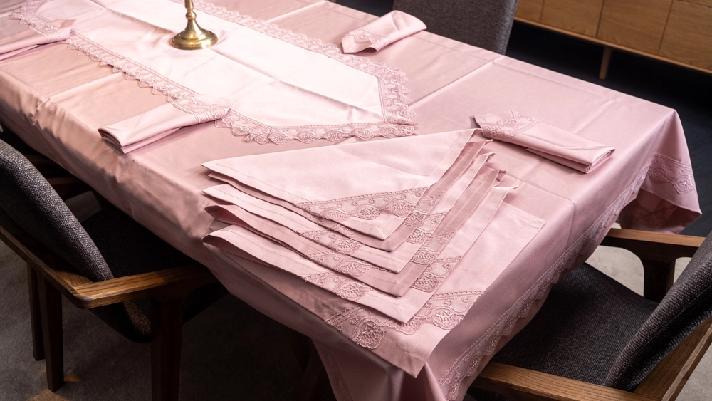 Pudra Rengi Fay Kumaştan Masa Takımı - Görsel 4