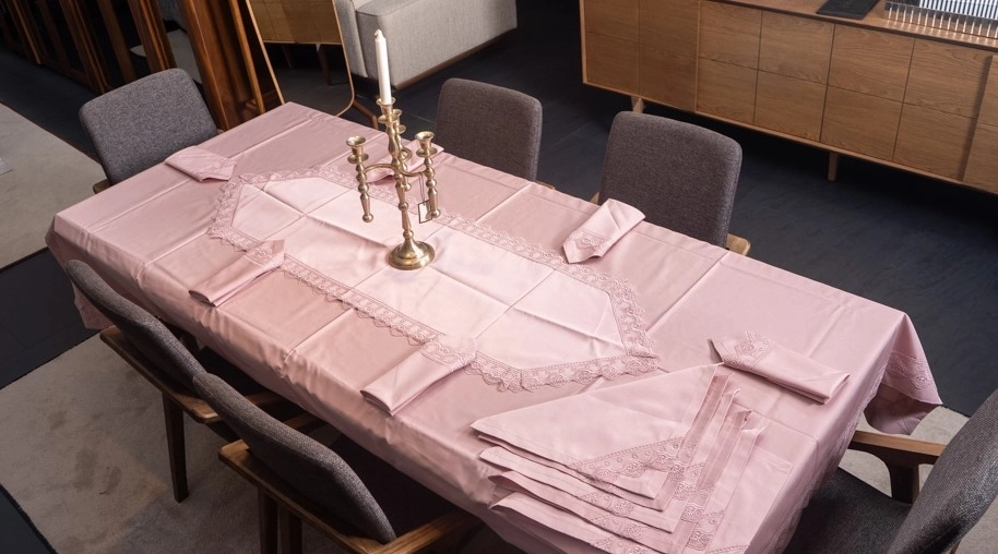 Pudra Rengi Fay Kumaştan Masa Takımı - Görsel 6