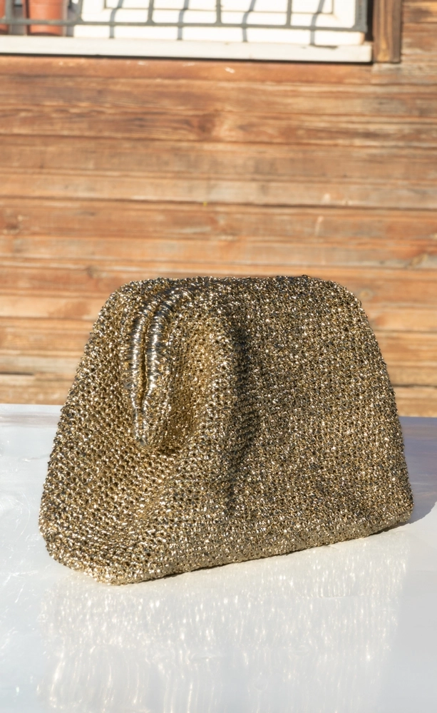 Simli Burslu Clutch Portföy El Çantası