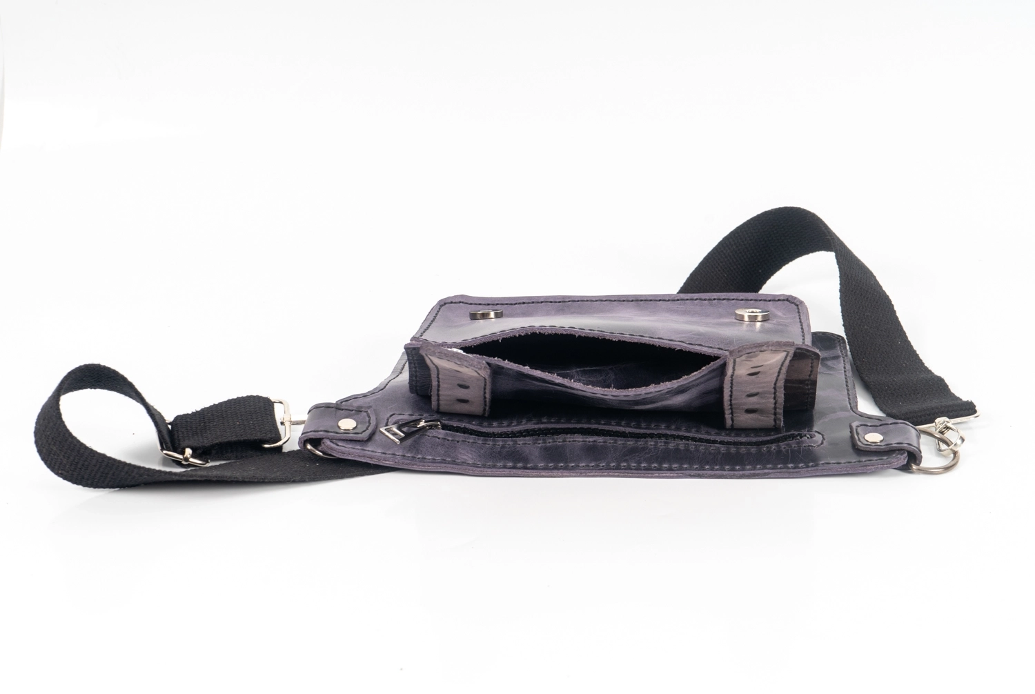 SİYAH-GRİ KAMUFLAJ DESENLİ HAKİKİ DERİ BEL ÇANTASI - Görsel 2