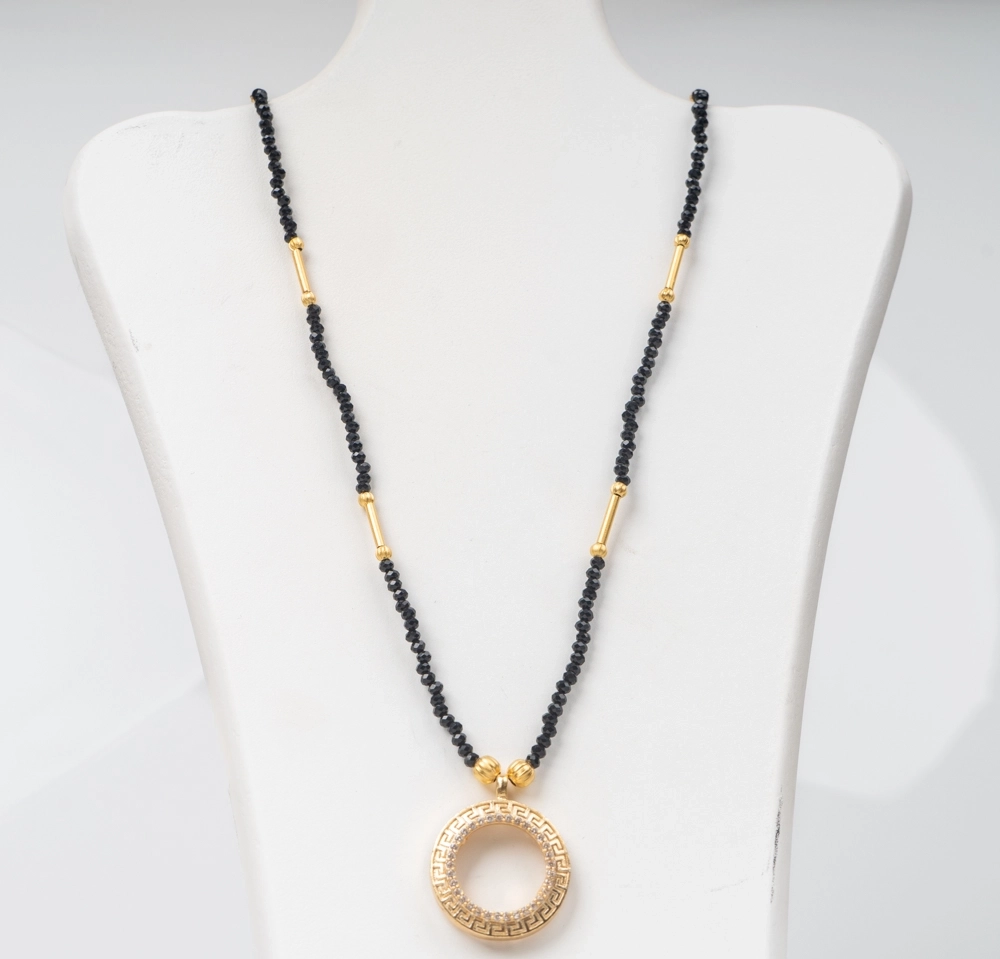 Siyah Kristal Boncuk Kolye - Görsel 2