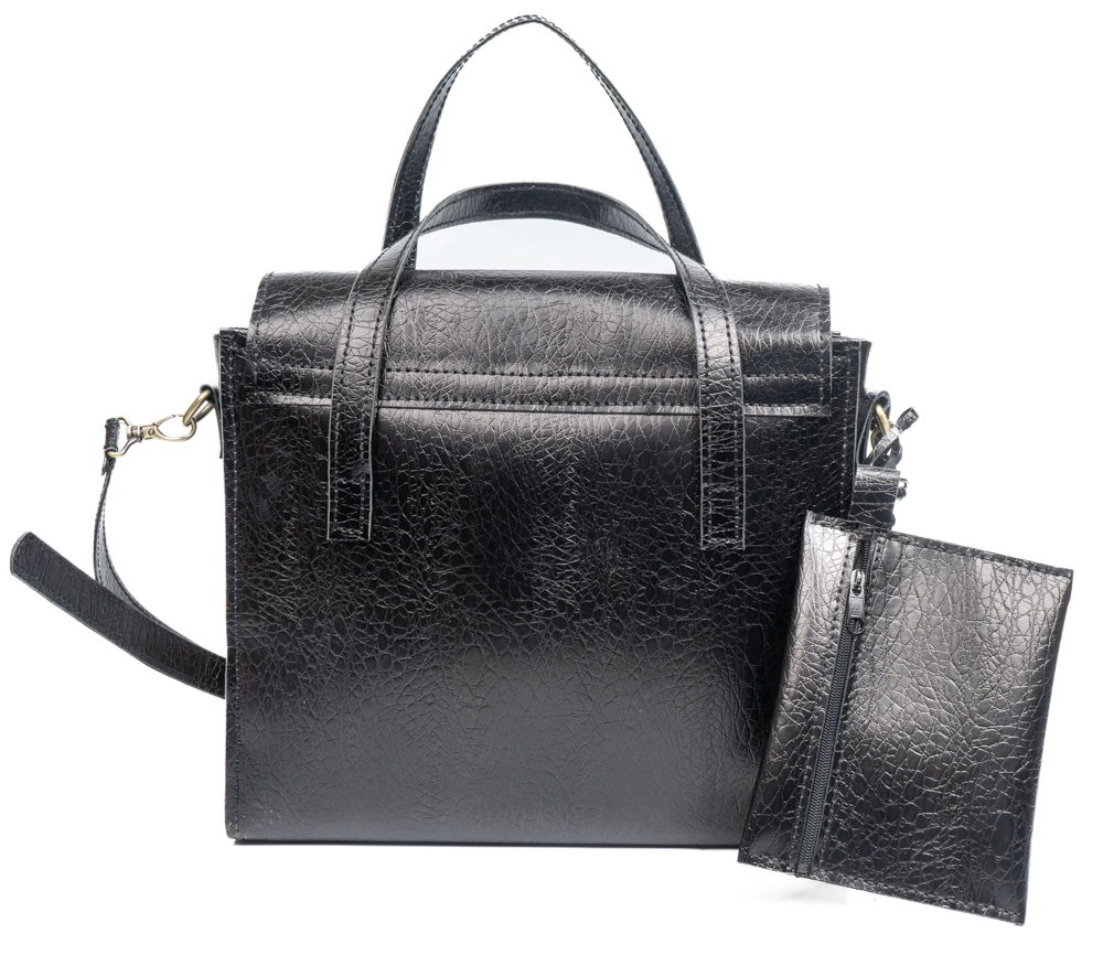 SİYAH ÖZEL BASKILI HAKİKİ DERİ İŞ ÇANTASI - Görsel 3