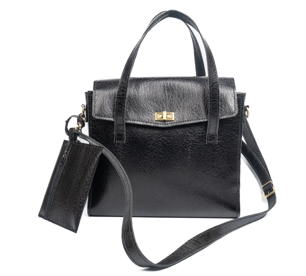 SİYAH ÖZEL BASKILI HAKİKİ DERİ İŞ ÇANTASI - Görsel 2