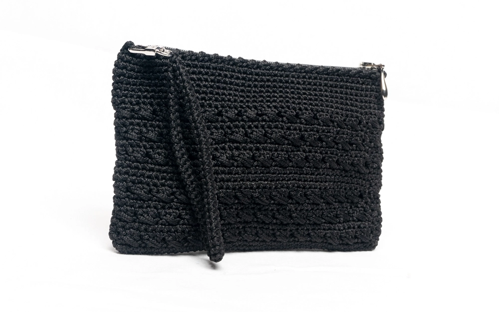 Siyah Portföy Makrome Çanta - Görsel 2