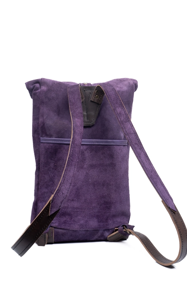 Süet Deri Karışımlı Cepli ve Tablet Gözlü El Yapımı Sırt Çantası - Görsel 3