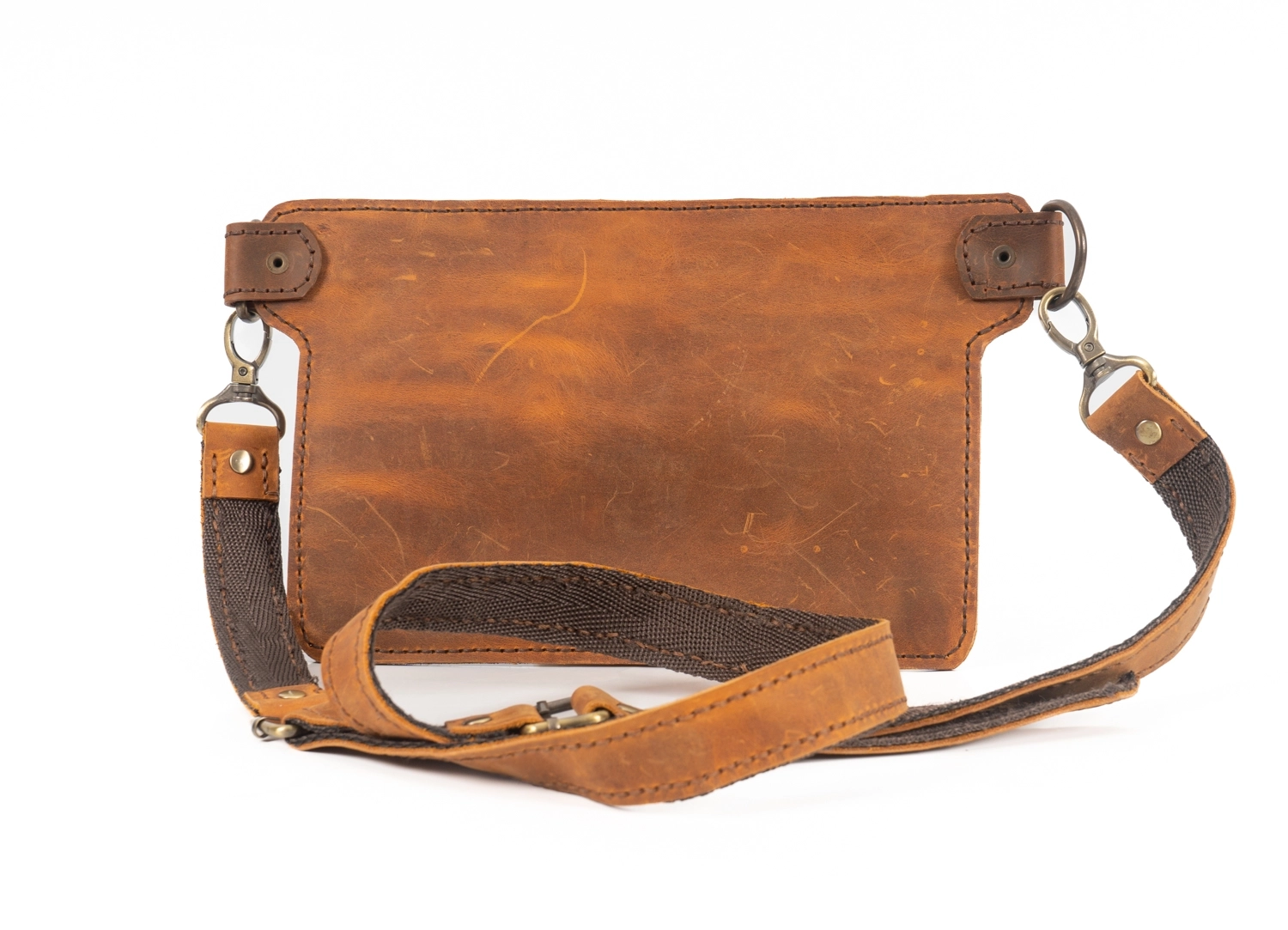 TABA RENGİ HAKİKİ DERİ BEL ÇANTASI - Görsel 3