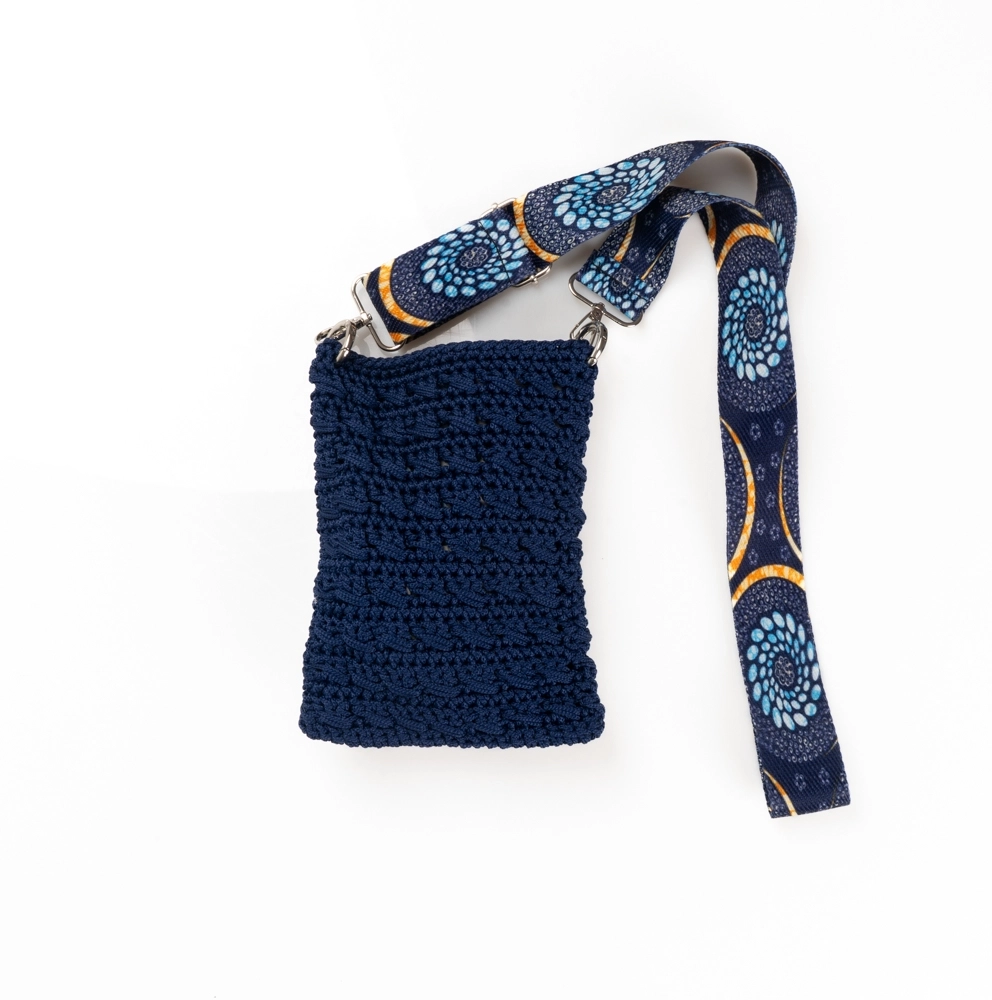 Turuncu Çapraz Tığ Örgü Makrome Çanta