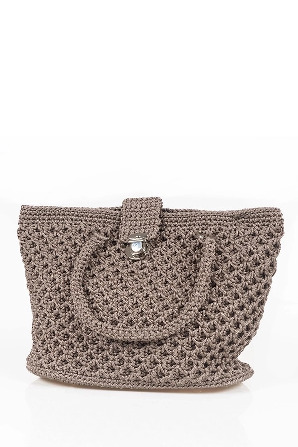 Vizon Makrome Tığ Örgü Hapishane İşi Saplı Kol Çantası