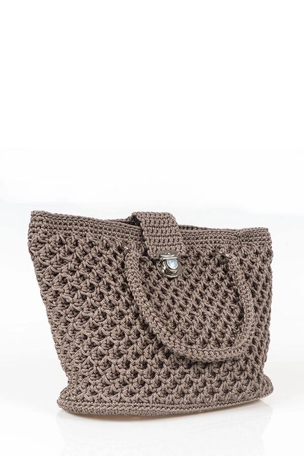 Vizon Makrome Tığ Örgü Hapishane İşi Saplı Kol Çantası - Görsel 3