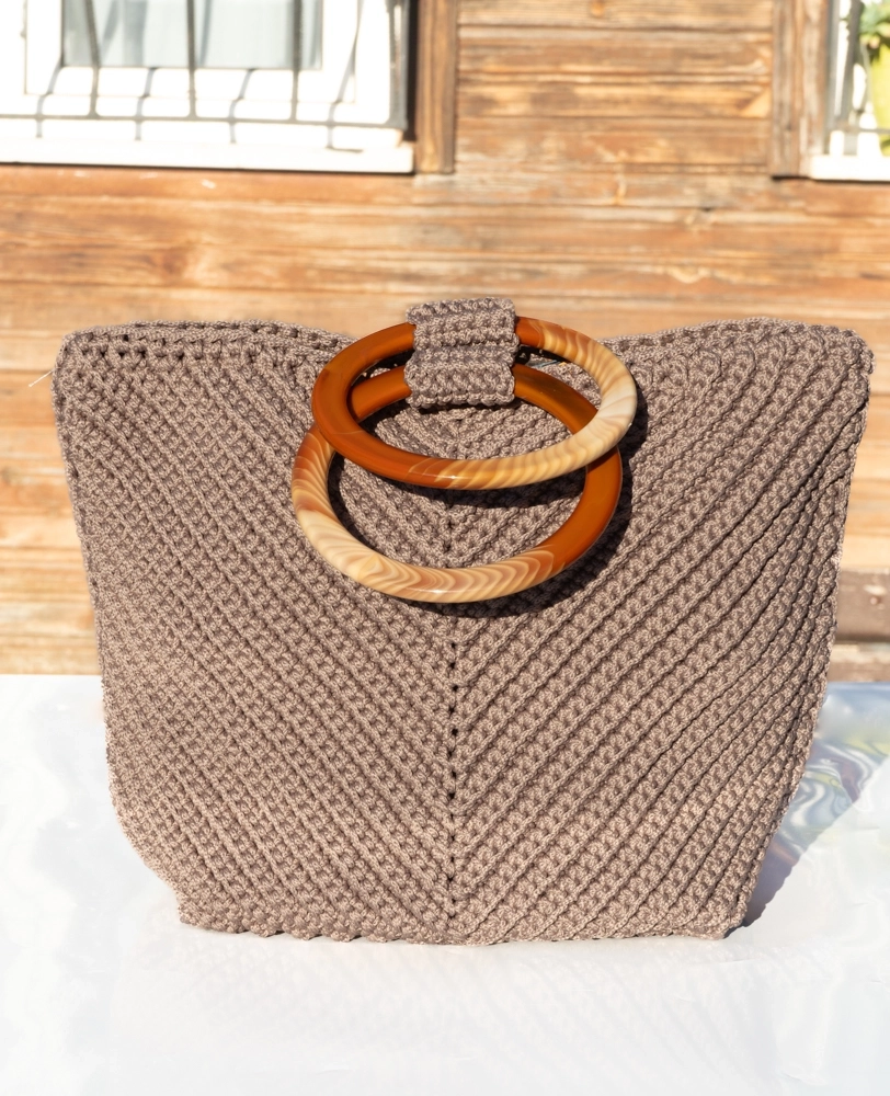 Vizon Tığ Örgü Plastik Saplı Çanta