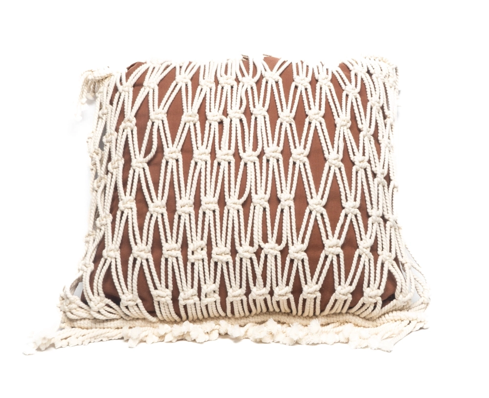 Yer minderi kahverengi makrome