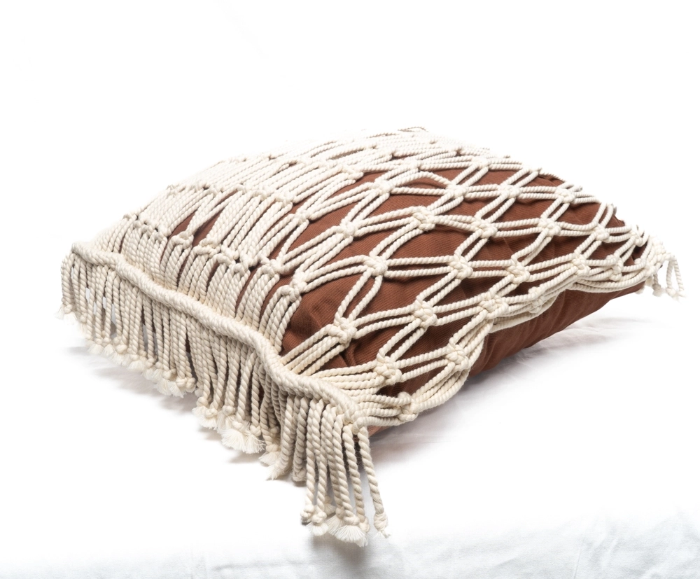 Yer minderi kahverengi makrome - Görsel 3