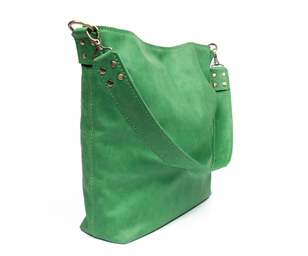 YEŞİL HAKİKİ DANA DERİSİ OMUZ ÇANTASI - Görsel 2